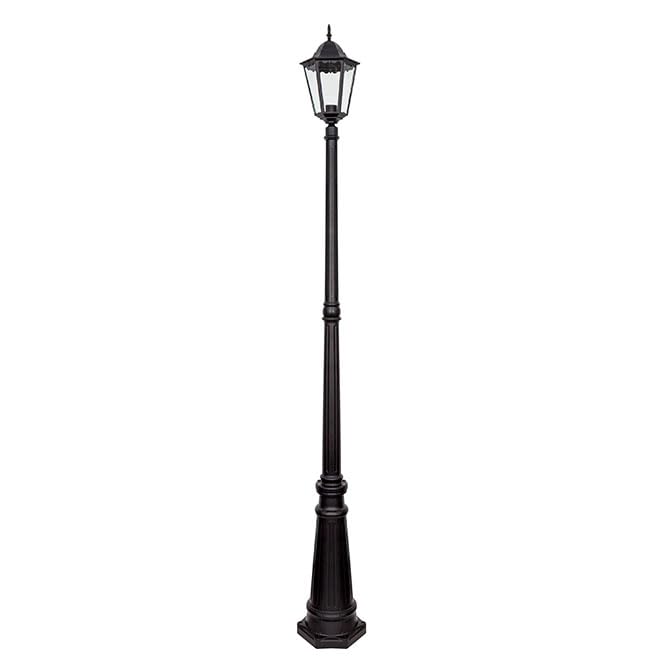 BEL AIR HOME Farola Exterior LISA negra, aluminio resistente, portalámparas E-27 para bombillas LED, altura 216 cm, uso en jardín, terraza o patio, manual incluido