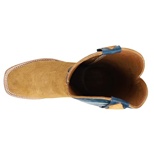Lucchese Womens Ruth Round Toe Boots Mid Calf Low Heel 1-2" - Beige,Blue - Size 8.5 B #TOP3