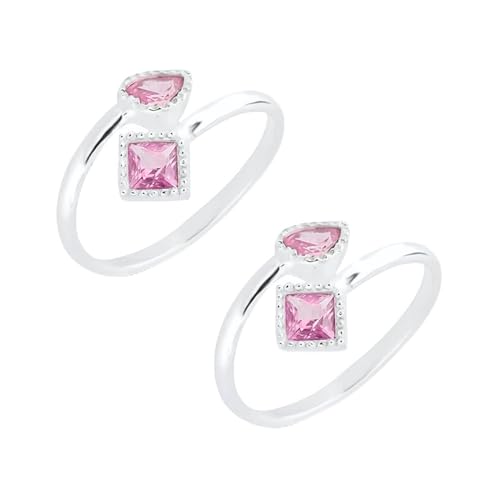 Image of SATKOTI 925 Silver Toe Rings for Women | Adjustable Pure Metal Bichiya with AAA Quality CZ Stone| BIS Hallmarked Jewelry with Authenticity Certificate | Pair of 2 Metti