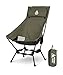 OneTigris DRAGONHIDE Campingstuhl Hochlehner faltbar 125 kg, Klappstuhl Camping leicht, Angelstuhl klappbar mit 2 Seitentaschen, Faltstuhl Ultraleicht für Outdoor, Wandern(Ranger Grün)