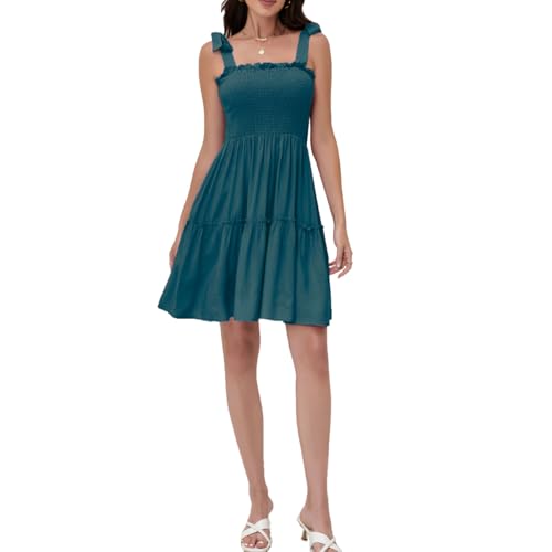 Women's Summer Spaghetti Strap Cover Up Strapless Dresses Ruffle Tube Top Beach Mini Dress3