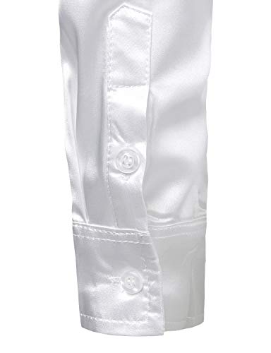 Image of ZEROYAA Men's Luxury Printed Silk Like Satin Button Down Dress Shirt for Party Prom