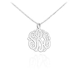 Monogram Necklace 0.5 inch Handcrafted 925 Sterling Silver Personalized Initial Necklace - Made in USA