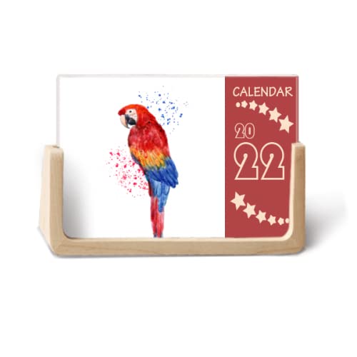 Calendrier de bureau perroquet 2022 organisateur annuel Psittaciformes rouge 12 mois pour bureau