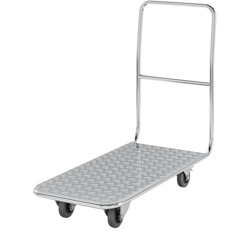 eurokraft | Plattformwagen | aus Aluminium in Quintett-Struktur | LxB 1020 x 450 mm