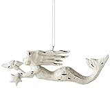Midwest-CBK White Distressed Hand Carved Look Mermaid with Conch Shell and Sea Star Ornament