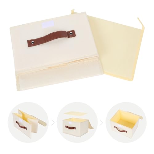 Anminy Storage Bin With Lid Storage Boxes With Pu Leather Handles Pp Plastic Board Decorative Foldable Lidded Cotton Linen Fabric Home Cubes Baskets Closet Organizer Container thumb #8