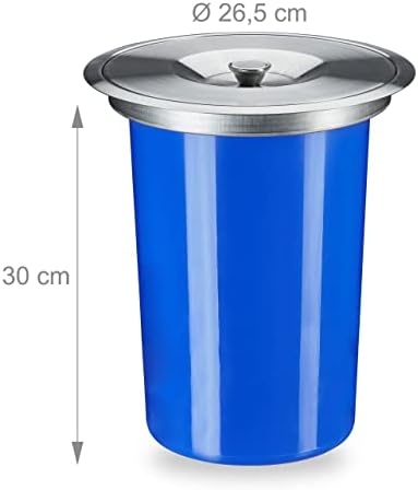 Relaxdays 8 Litre Worktop Rubbish Bin for Organic Waste Stainless Steel Lid Built-in Waste Bin 30 x 26.5 cm Blue