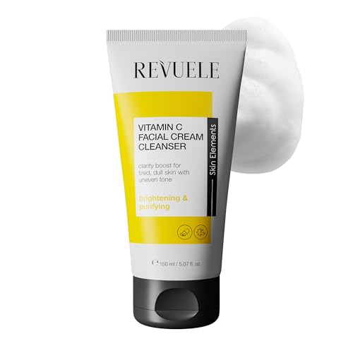 Revuele Vitamina C Facial Cream Cleanser - Limpieza facial suave con vitamina C, elimina el maquillaje y las impurezas, revitaliza la piel y proporciona un brillo fresco, cuidado facial vegano, 150 ml