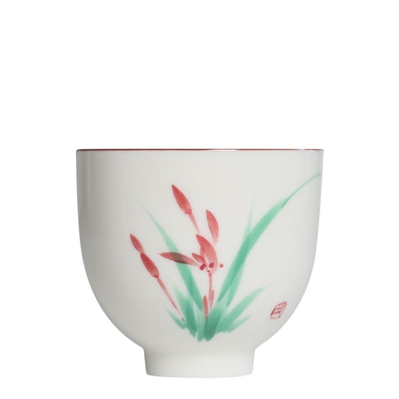 Matcha Cups - Taza de té chino, taza de café de viaje, porcelana blanca, pintada a mano, taza de cerámica para hombres y mujeres, taza de té de color bajo esmalte, taza de té de cerámica para el hogar