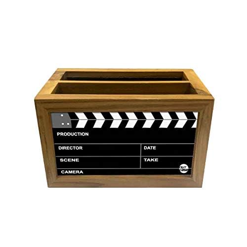Image of Nutcase Wooden Remote Stand | Teak Wood Remote Holder For Living Room, Bedroom, Tv And Ac | Stationary Organizer | Ideal For Home & Office - Filmy Design - 6x4 Inches (MADE-IN-INDIA), Black