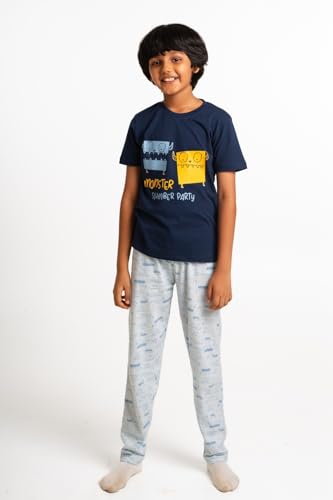 Image of Nap Chief Kids Cotton Night Suit for Boys & Girls, Tshirt & Pyjama Set for Sleepwear