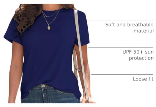 Image of KevaMolly Basic T Shirts for Women UPF 50+ Short Sleeve Casual Summer Tops Trendy Solid Loose Fit Crew Neck Tees Tshirt