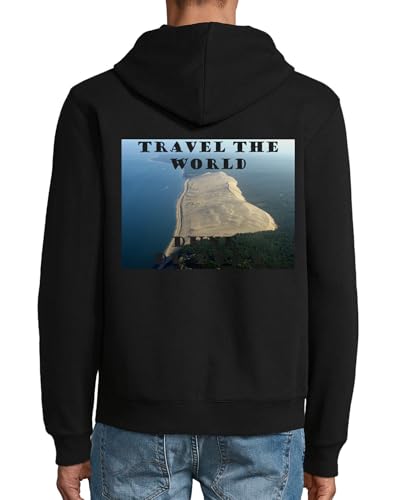 Sweat à capuche zippé Dune du Pyla en coton noir pour voyageur