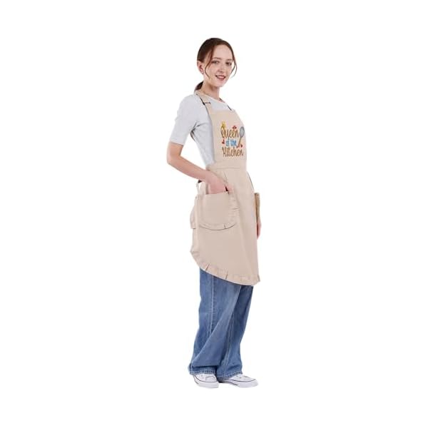Fairys gift funny cooking aprons for women with pockets embroidered cute apron baking apron queen of the kitchen apron womens apron christmas cooking gifts for women baker mom wife girlfriend  urban country home decor