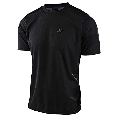 Troy Lee Designs Short Sleeve Flowline Adult Mountain Bike Jersey, Solid Black, Large