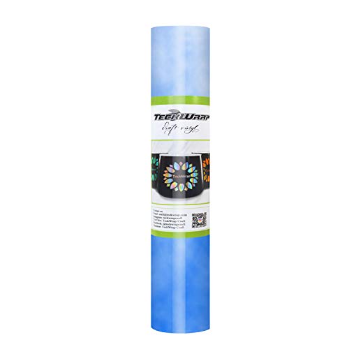 Teckwrap Cool Blue Color Changing Vinyl,Translucent White Turns Bright Blue When Cold, Adhesive Vinyl For Craft Cutter, Stickers, Decals, 1Ft X5Ft #TOP10