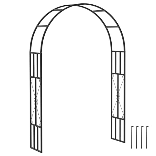 Outsunny Arche de Jardin en Acier, Arceau à rosiers pour Plantes grimpantes, rosiers, vignes de glycine, pour décoration de cérémonie, 150 x 40 x 223 cm,...