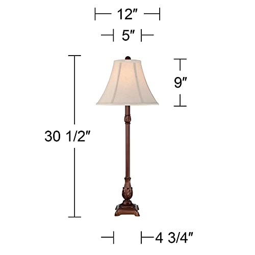 Regency Hill Giselle Country Cottage Traditional Tall Buffet Table Lamps Set Of 2 Light Vintage Brown Off-White Bell Shade For Living Room Bedroom House Bedside Nightstand Home Office Family #TOP3