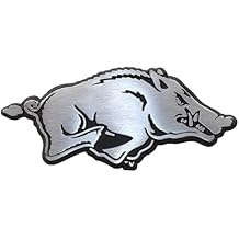 University UA of Arkansas Brushed Metal Auto Emblem Razorbacks