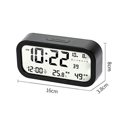 Réveil numérique LCD bleu de table avec date, heure et température - 4