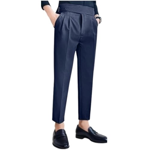 Mixgent Men's High Waisted Old Money Pleated Pants Quick Dry Dress Pants Classic Fit Black 28-442