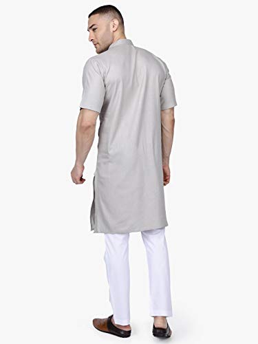 Image of Rajubhai Hargovindas Men's Premium Cotton Half Sleeve Solid Kurta