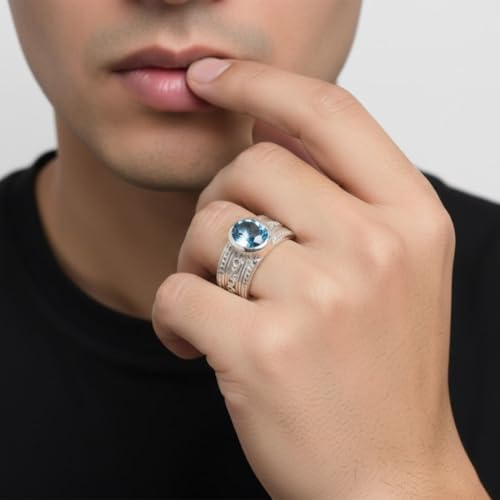 Image of 55Carat Choose Your Color Genuine Gemstone Sterling Silver Ring Band Vintage Handmade Jewelry Sizes 5-12