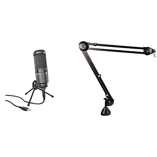 Audio-Technica AT2020USB+ Microphone cardioïde à électret (Connexion USB) pour la Voix Off, Le podcasting, Le Streaming et l'enregistrement & Rode PSA1 Boom Arm Perche de Microphone