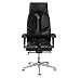 Produktbild KULIK SYSTEM Business Bürostuhl mit patentiertem Design Rückenstütze, Sitzkissen, Bürostuhl gegen Rückenschmerzen, ergonomischer Chefsessel mit Kopfstütze gegen Nackenschmerzen, Nähte PU-Leder Schwarz