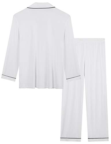 Image of Joyaria Women's Cooling Bamboo Viscose Pajama Set Long Sleeve Button Front | Hot Sleeper Comfort . Cooling Relief . Lightweight Feel for Sleeping & Lounging