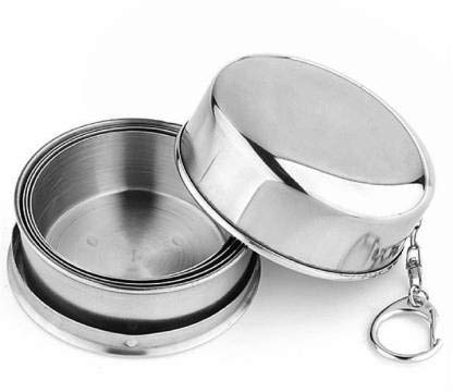 PROTOS INDIA.NET Stainless Steel Portable Folding Pocket Drinks Travel Camping Hiking Travel Shooting Glass 70ml