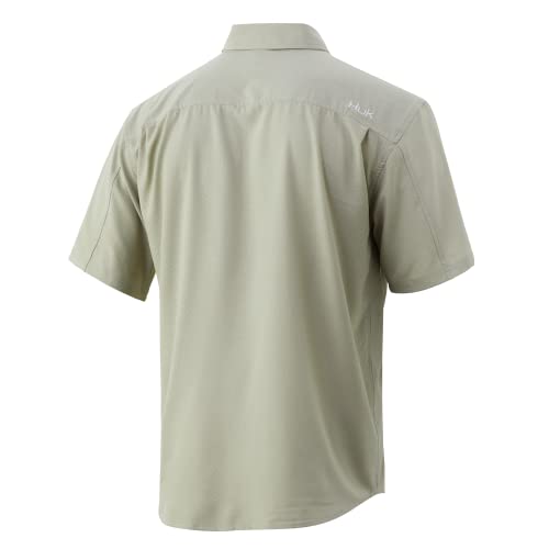 Huk Men's Tide Point Short Sleeve Shirt | Performance Button Down, Desert Sage, Small #TOP1