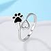 925 Sterling Silver Adjustable Dog Paw Ring for Women - Black Enamel Puppy Cat Paw Heart Rings for Woman, Mother's Day Birthday Christmas Party Jewelry Gifts for Pet Lovers