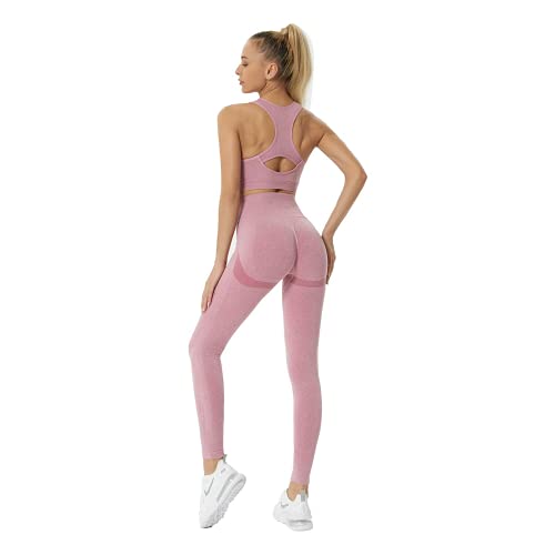 JOJOANS Damen 2-teiliges Nahtloses Trainingsanzug Yoga Outfit Jogginganzug...