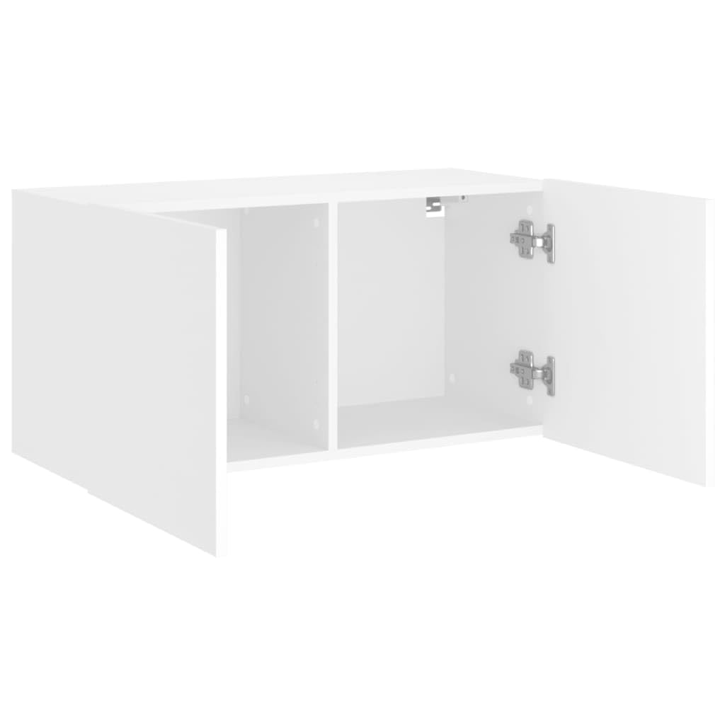 vidaXL Mueble para TV de Pared, Soporte Colgante con Almacenaje, Armario Consola Flotante, Mueble Multimedia para Salón Dormitorio, Blanco