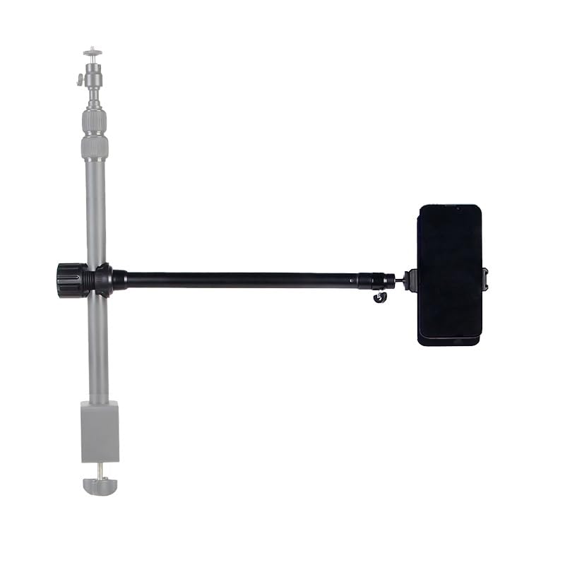 Image of BKN Extension Arm Rod Tripod Stand with 360 Ball Head Arm for Tripod, Phone, Camera, Action Camera, LED Lights, Tabletop Shooting Horizontal Arm Rod Overhead Mount with 1 /4 Screw (60cm Extended)