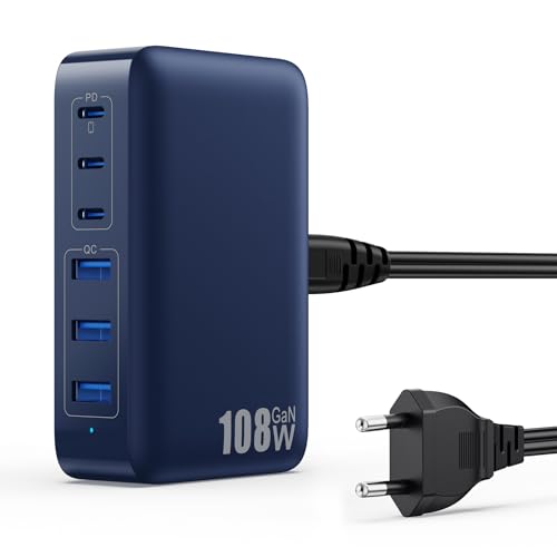 108W Cargador USB C Multiple, GAN III 6-Port...