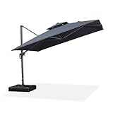 PURPLE LEAF Sonnenschirm 300 x 300 cm Ampelschirm Doppeldach mit Kurbel, Gartenschirm aus...