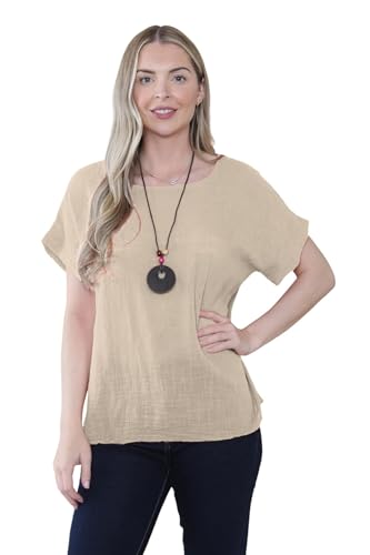 T-shirt italien manches courtes coton femme avec collier | Tunique d'été respirante