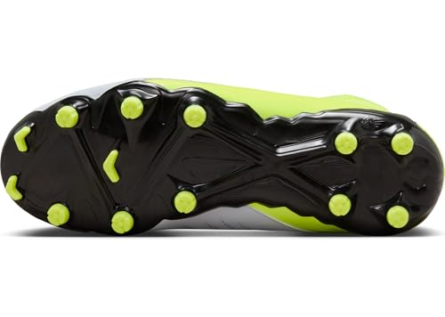 Nike Jr. Phantom Luna 2 Academy Little/Big Kids' MG Soccer Cleats (FJ2603-003, Metallic Silver/Volt/Black) Size 5.53