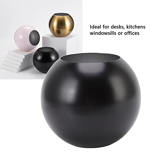Serlium Round Vase, Nordic Style Modern Flower Vase Stainless Steel Tulip Vase for Ornament Living Room Office Table(Black) - Image 2