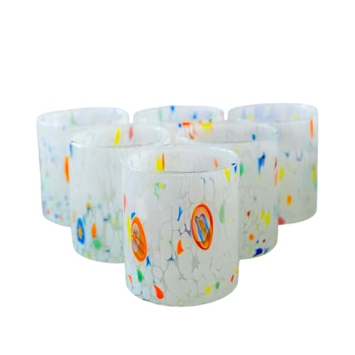 MurArt Bicchieri da Liquore di Murano Set da 6 bicchieri da 30ml Collezione Tower in vetro soffiato a mano in lavorazione artigianale Made in Italy