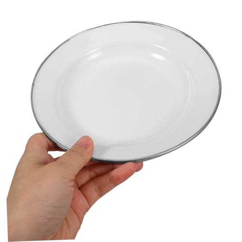 Assiettes à dessert émail blanc lot de 4 plateaux rustiques