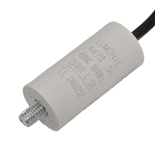 Lumonic Anlaufkondensator 4µF 450V | mit Kabel I 26x55mm I 4uF I Motorkondensator mit Kunststoffgehäuse I Betriebskondensator I für Pumpen, Rasenmäher, Werkzeuge