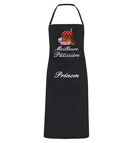 YONACREA - Tablier de Cuisine PERSONNALISABLE - Meilleure Pâtissière - NOIR