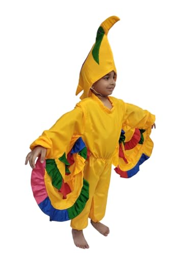 Image of BookMyCostume Yellow Bird Macaw With Multicolor Wings Kids Fancy Dress Costume 7-8 years