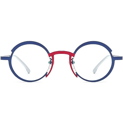Image of FONEX Colorful Pure Titanium Glasses Frame Women Retro Round Eyeglasses
