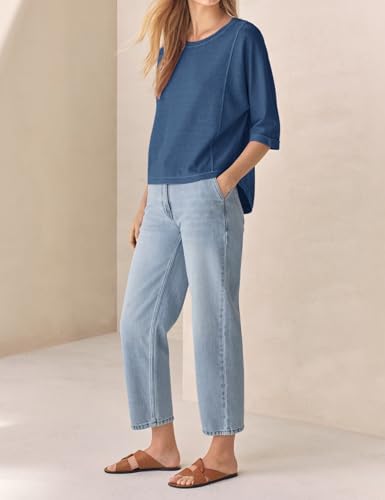 Fanway&EC Women's Casual Summer Tops 3/4 Sleeve Crew Neck T Shirts Loose Fit Tunic Blouses Tee2