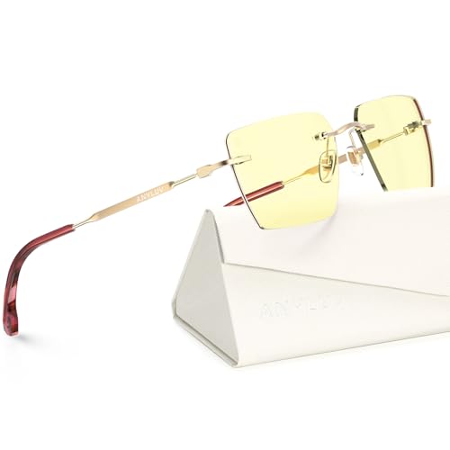 Image of ANYLUV Rimless Blue Light Glasses for Women /Men, Fashion Lightweight Blue Light Blocking Glasses with Stylish Metal Temples